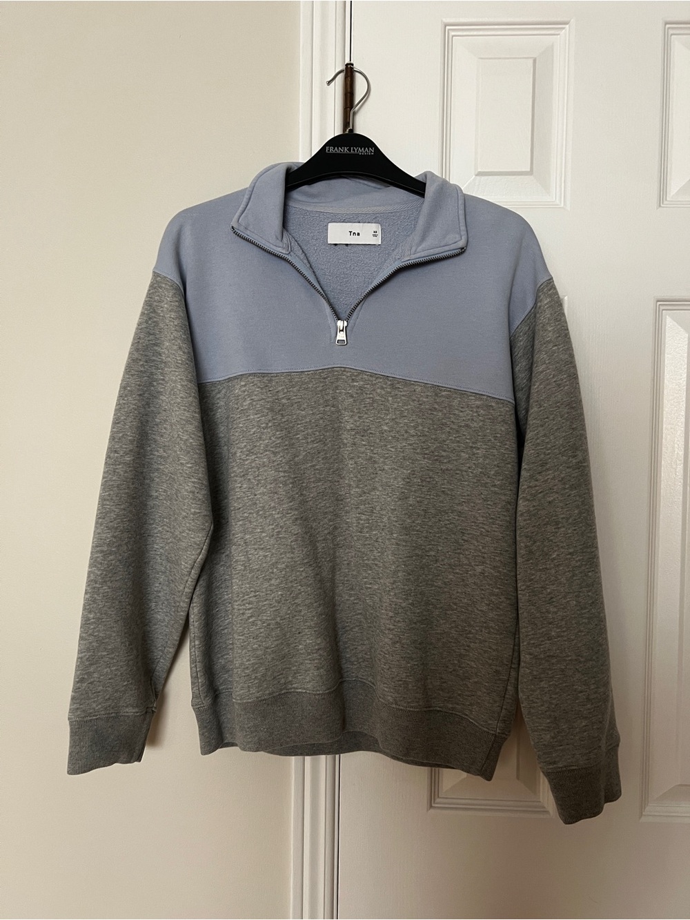 TNA women’s Half-Zip Colorblock Pullover - Light Blue & Gray